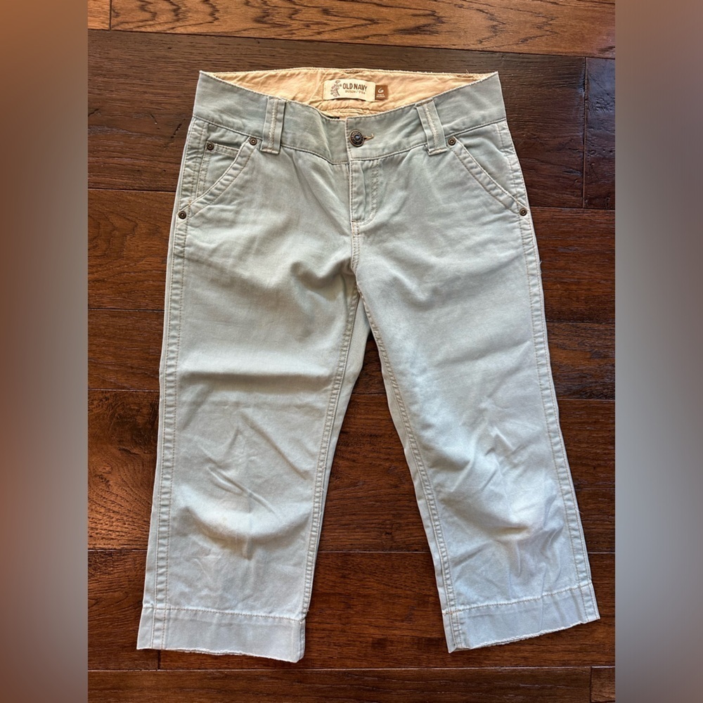 Vintage 2004 Old Navy Blue and Tan Wide Leg Crop Pants- size 6